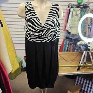 Enfocus Women 14W Zebra Print Dress